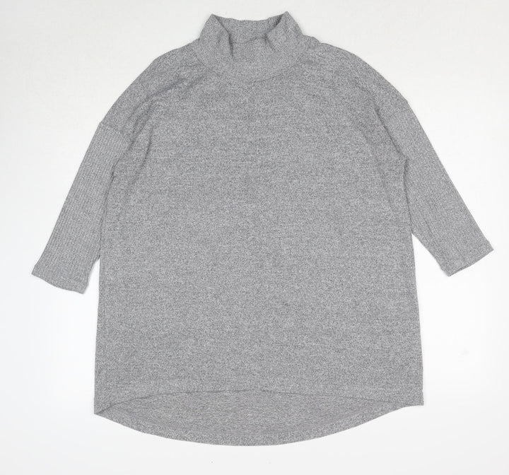 Marks and Spencer Womens Grey High Neck Polyester Pullover Jumper Size 14