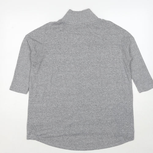 Marks and Spencer Womens Grey High Neck Polyester Pullover Jumper Size 14
