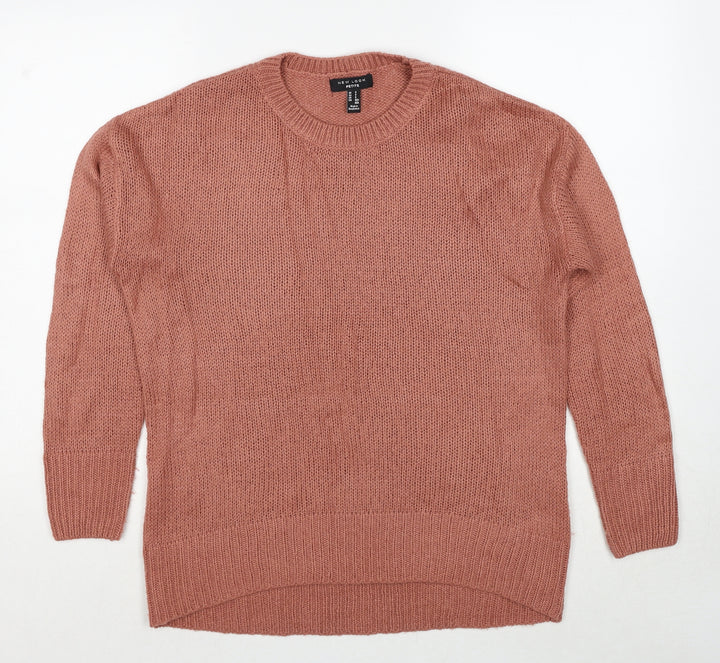 New Look Womens Brown Round Neck Acrylic Pullover Jumper Size S