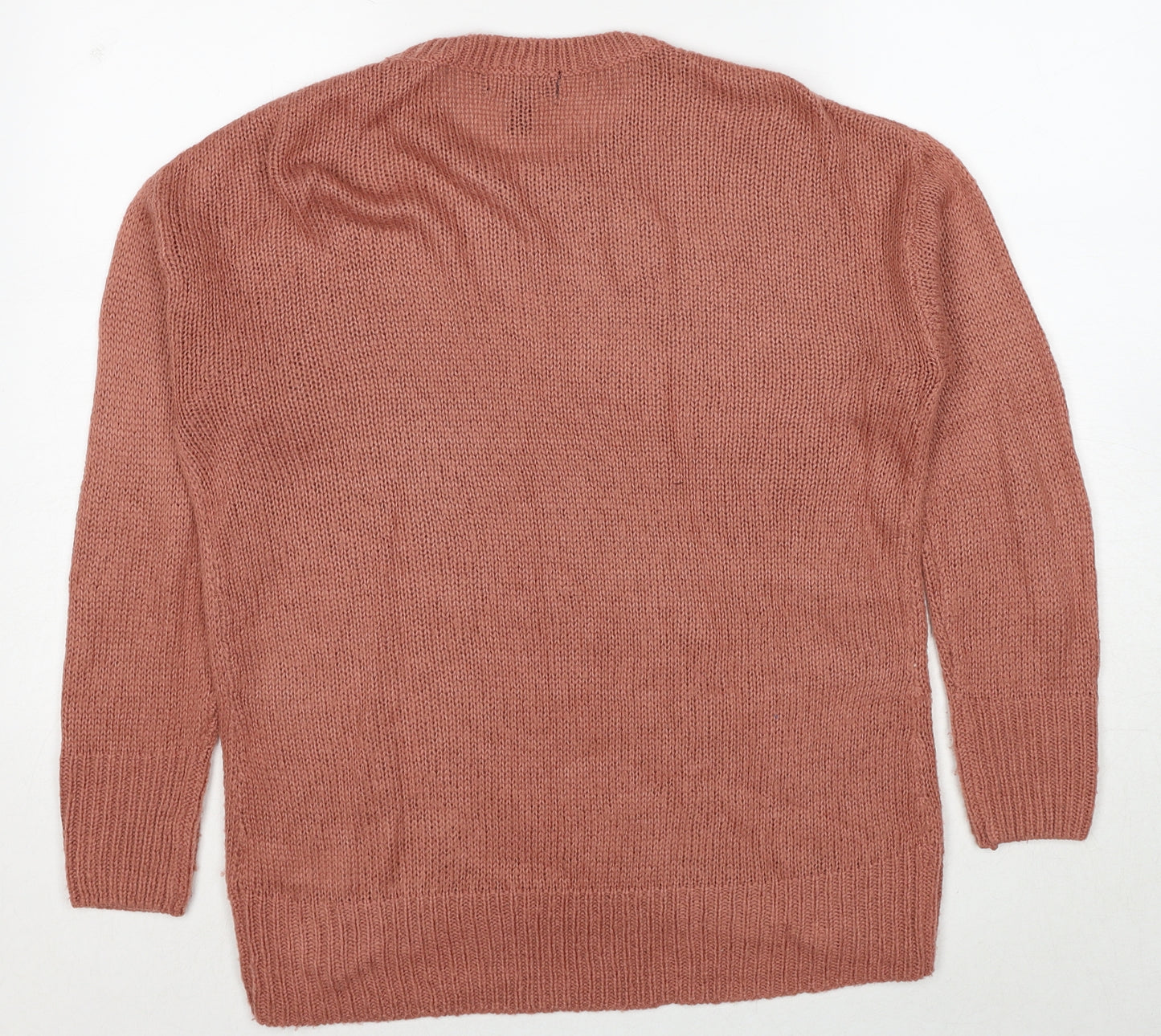 New Look Womens Brown Round Neck Acrylic Pullover Jumper Size S