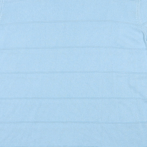 Marks and Spencer Womens Blue Round Neck Striped Acrylic Pullover Jumper Size 16