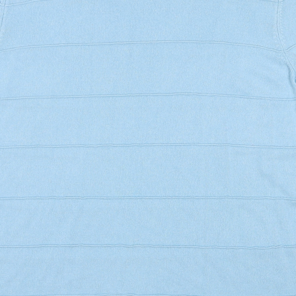 Marks and Spencer Womens Blue Round Neck Striped Acrylic Pullover Jumper Size 16