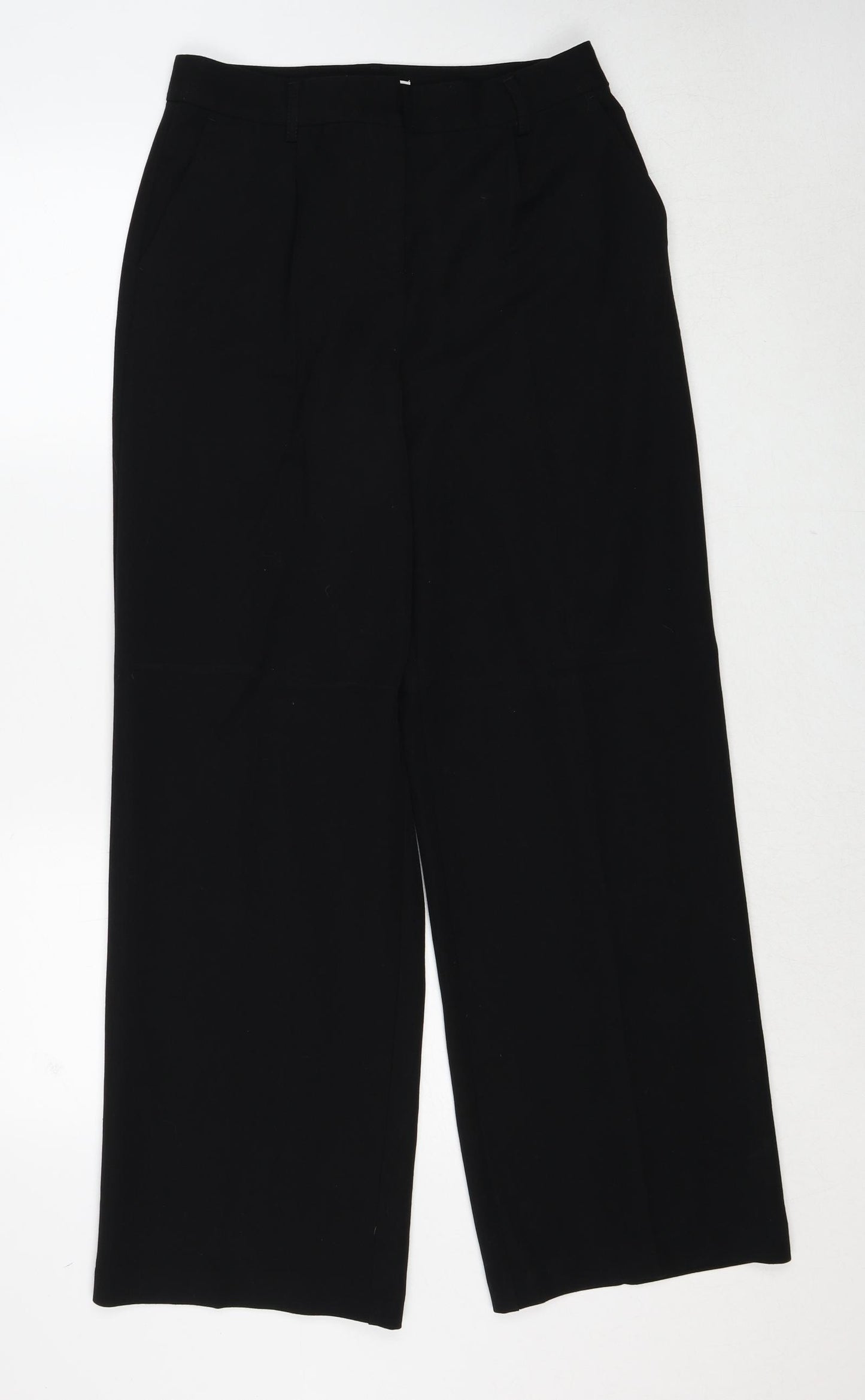 VILA Womens Black Viscose Trousers Size 10 Regular Zip