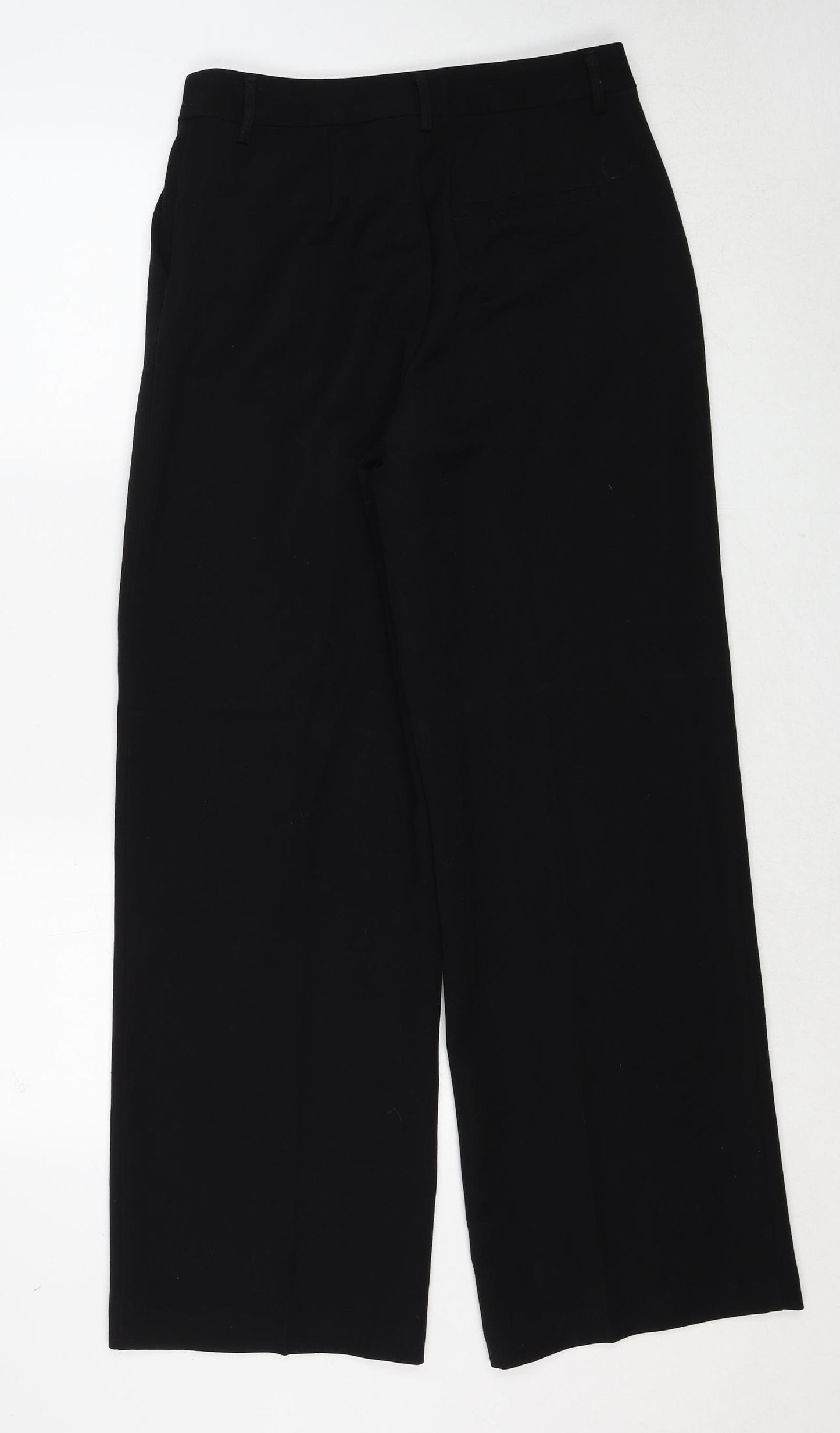 VILA Womens Black Viscose Trousers Size 10 Regular Zip