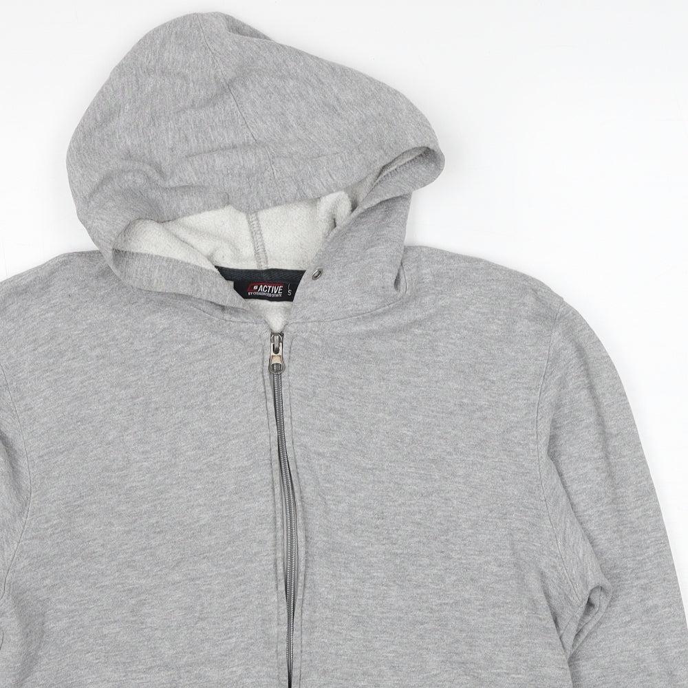 Active Womens Grey Cotton Full Zip Hoodie Size S Zip
