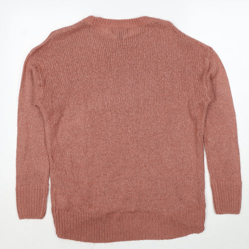 New Look Womens Brown Round Neck Acrylic Pullover Jumper Size M
