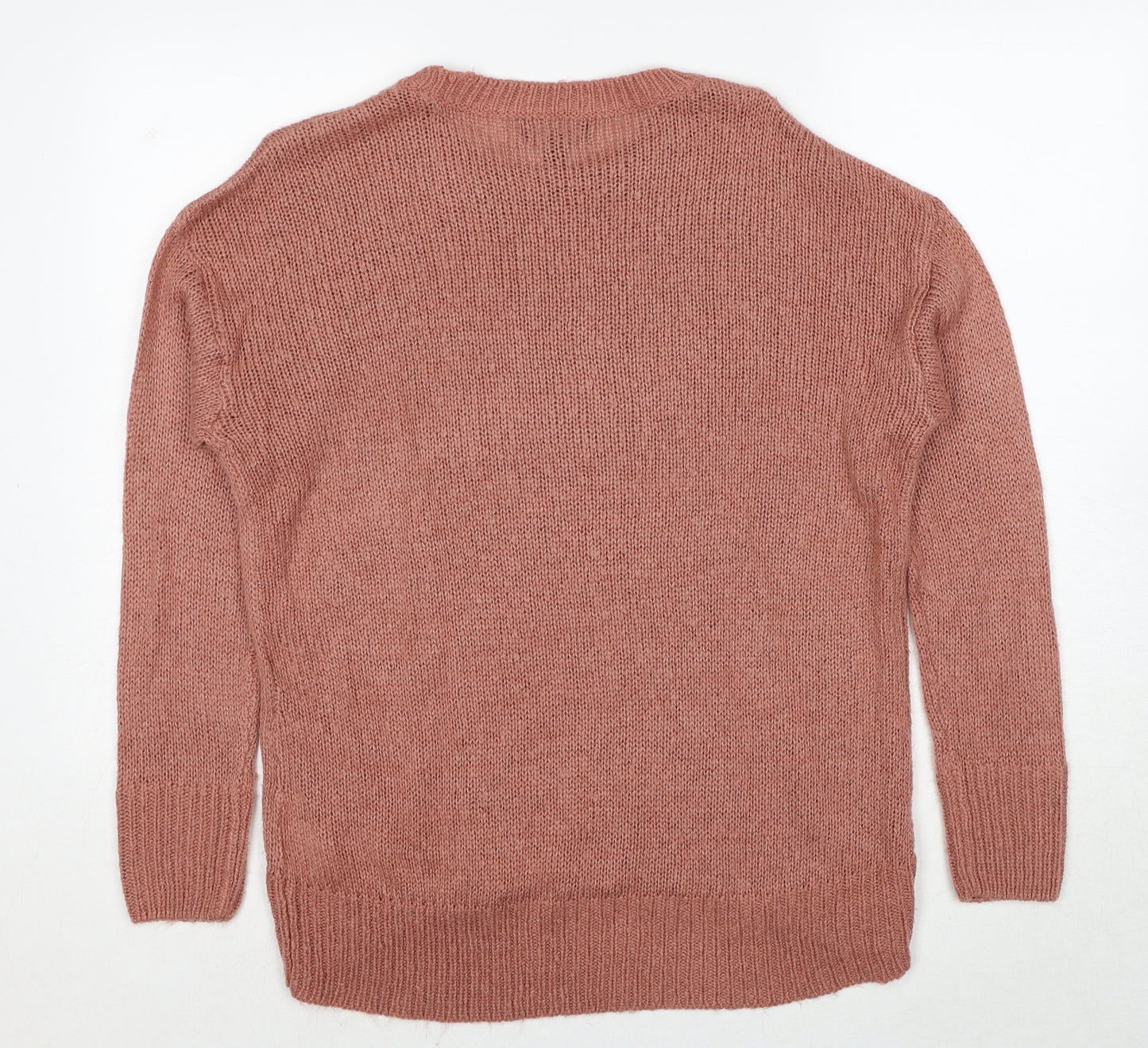 New Look Womens Brown Round Neck Acrylic Pullover Jumper Size M