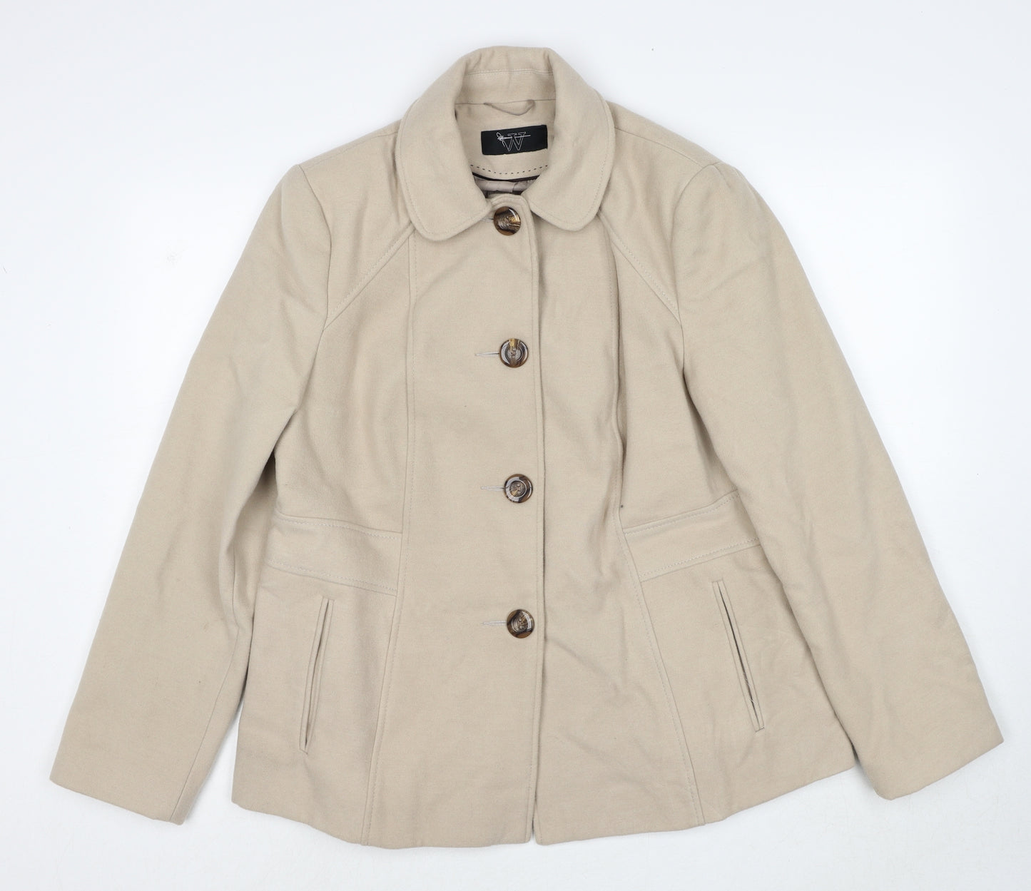 BHS Womens Beige Jacket Size 16 Button