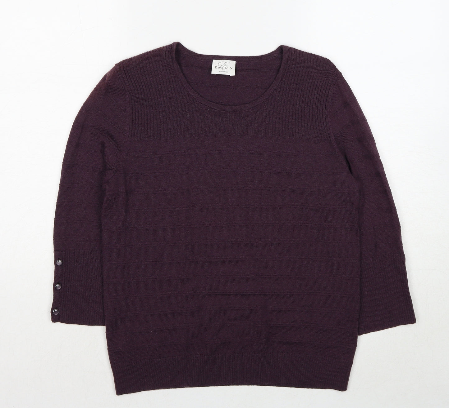 Eastex Womens Purple Round Neck Acrylic Pullover Jumper Size 10