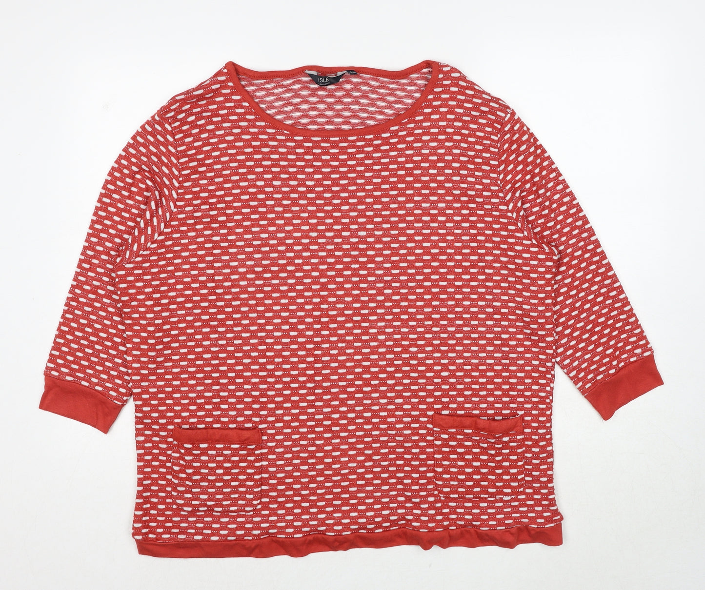 EWM Womens Red Roll Neck Geometric Viscose Pullover Jumper Size 18 - Size 18-20