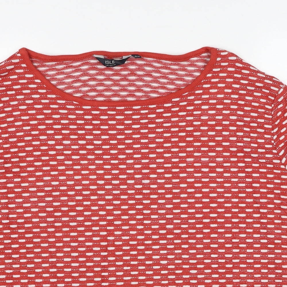 EWM Womens Red Roll Neck Geometric Viscose Pullover Jumper Size 18 - Size 18-20