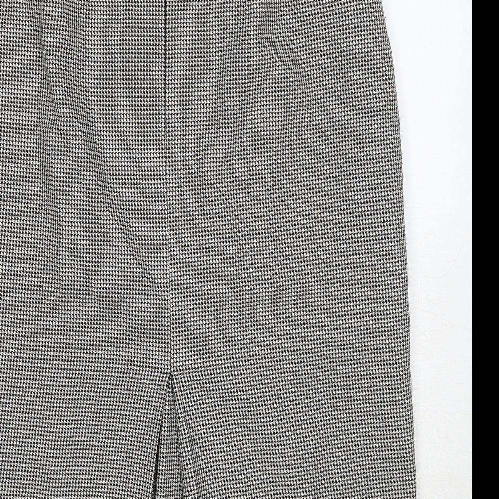 Marks and Spencer Womens Black Geometric Polyester A-Line Skirt Size 16 Zip - Houndstooth Pattern