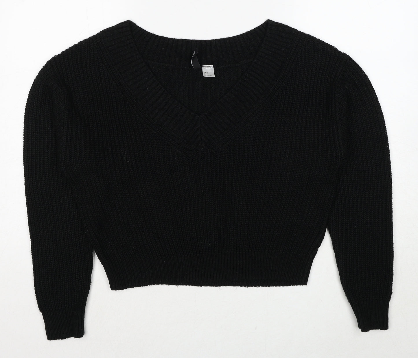 Divided by H&M Womens Black V-Neck Acrylic Pullover Jumper Size M