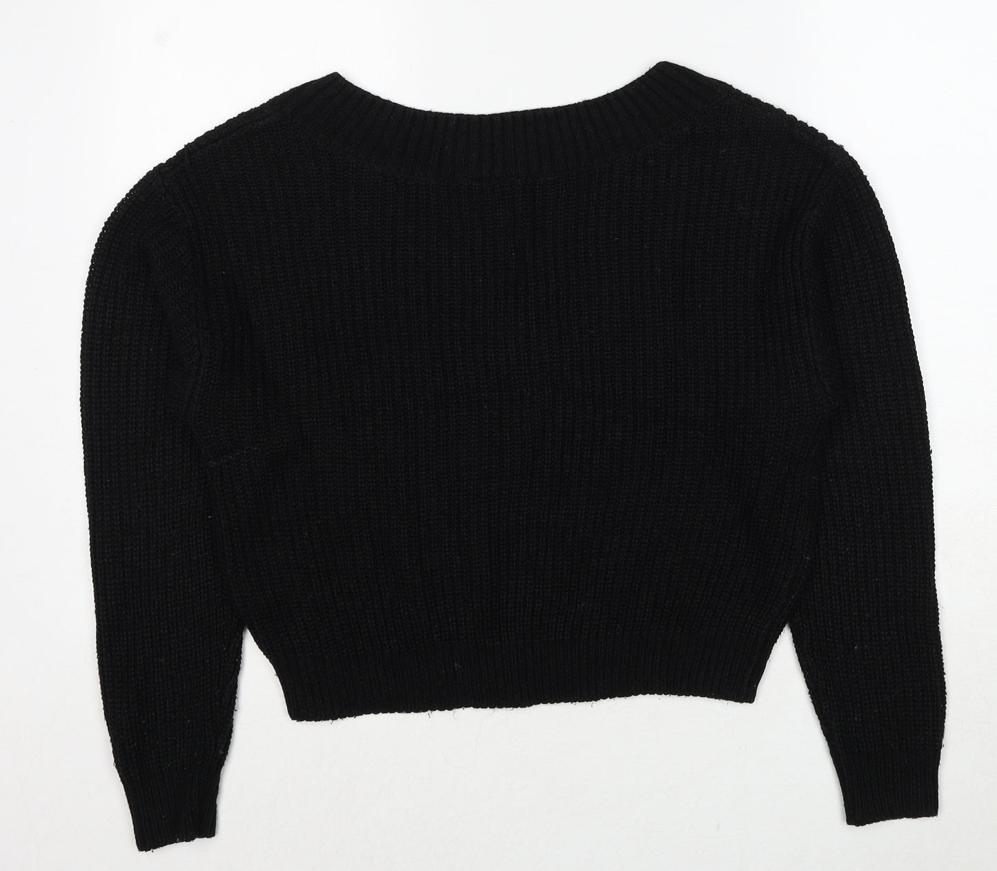 Divided by H&M Womens Black V-Neck Acrylic Pullover Jumper Size M