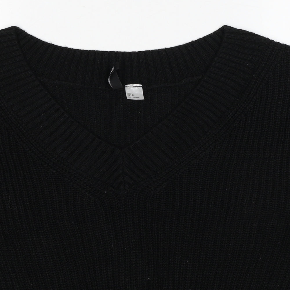 Divided by H&M Womens Black V-Neck Acrylic Pullover Jumper Size M