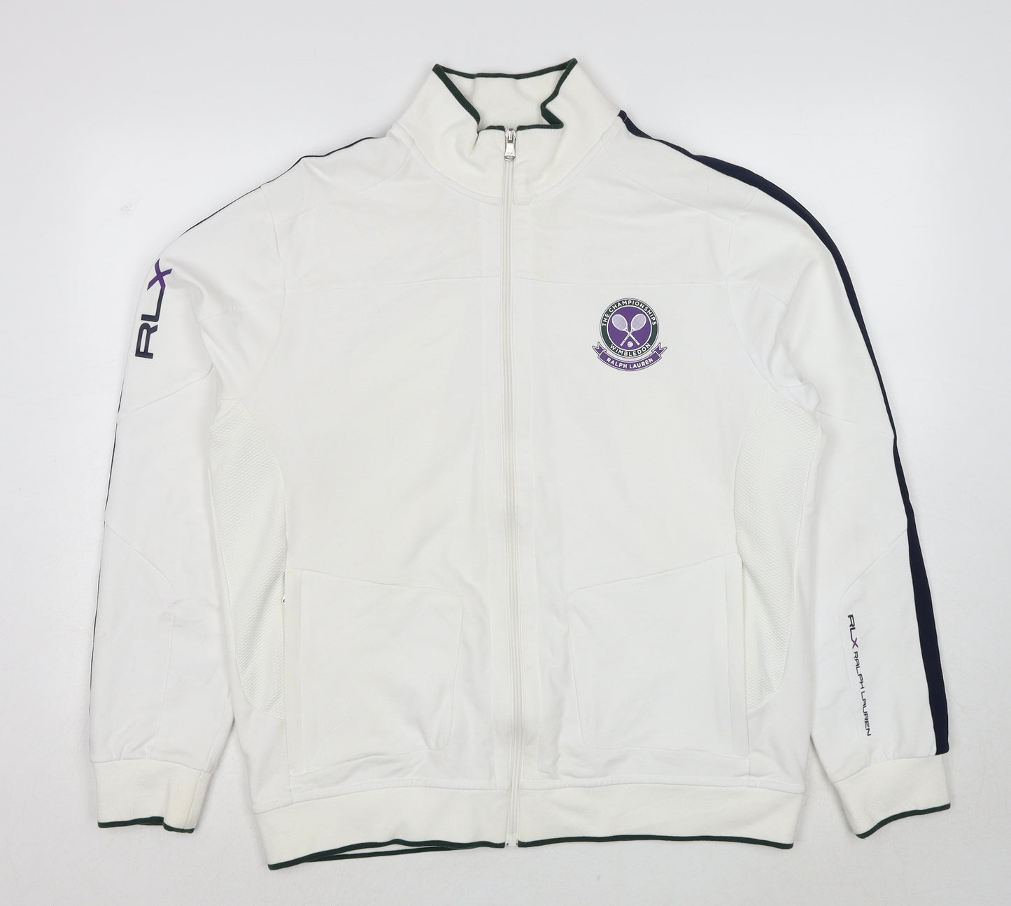 RLX Ralph Lauren Mens White Cotton Full Zip Sweatshirt Size XL - Wimbledon