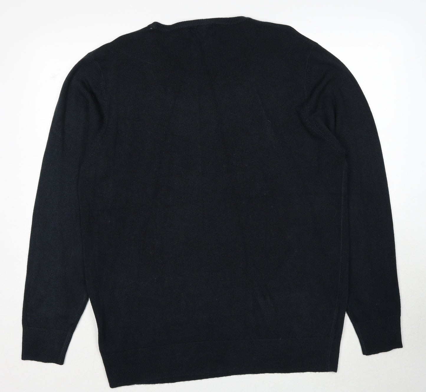 Wardrobe Mens Black Round Neck Acrylic Pullover Jumper Size 2XL Long Sleeve