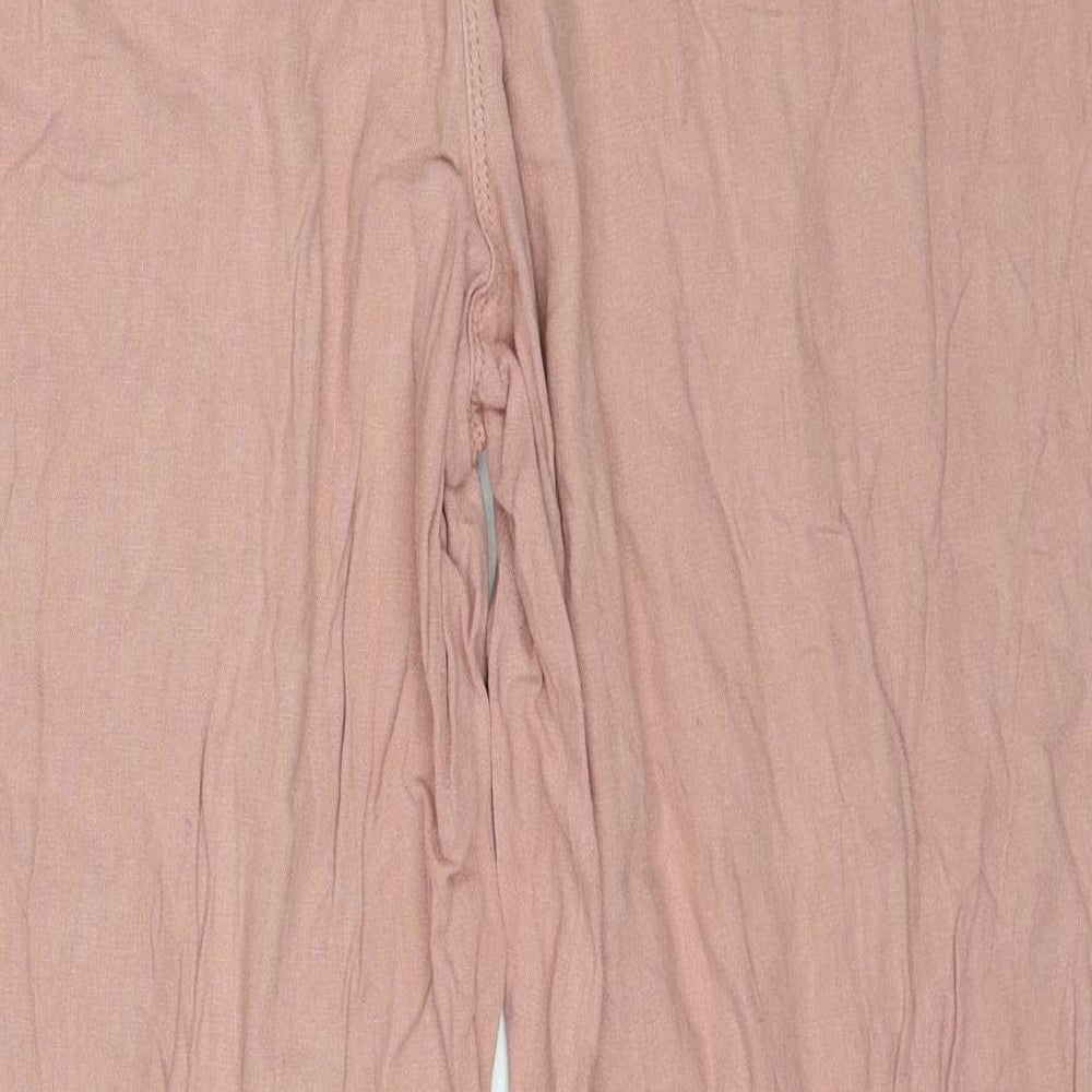 Marks and Spencer Womens Pink Linen Trousers Size 16 Regular Drawstring