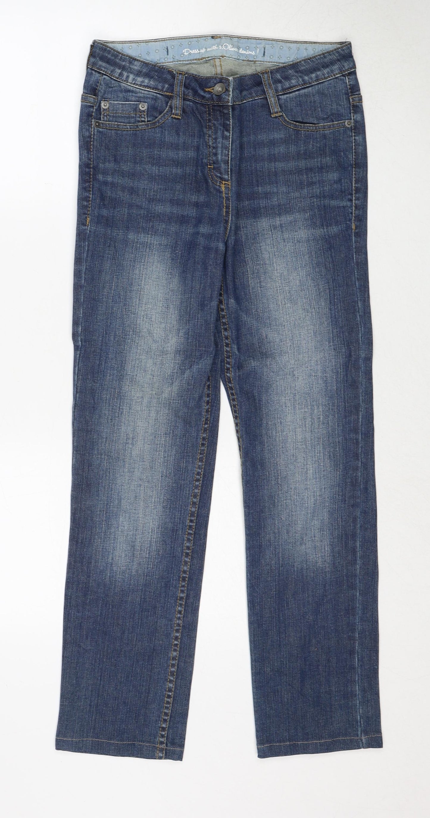 s.Oliver Womens Blue Cotton Straight Jeans Size 28 in Regular Zip