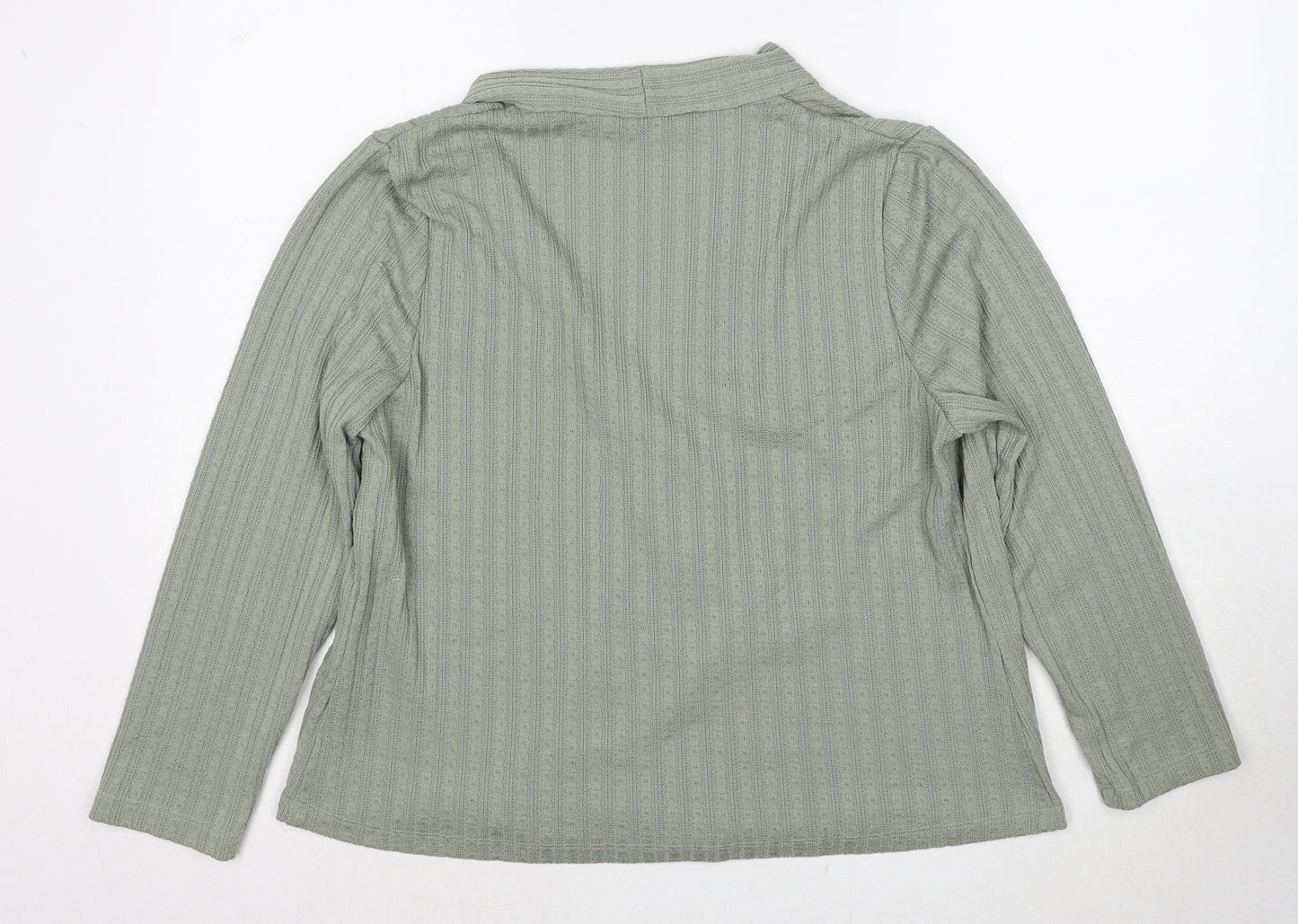 EWM Womens Green V-Neck Polyester Cardigan Jumper Size 16
