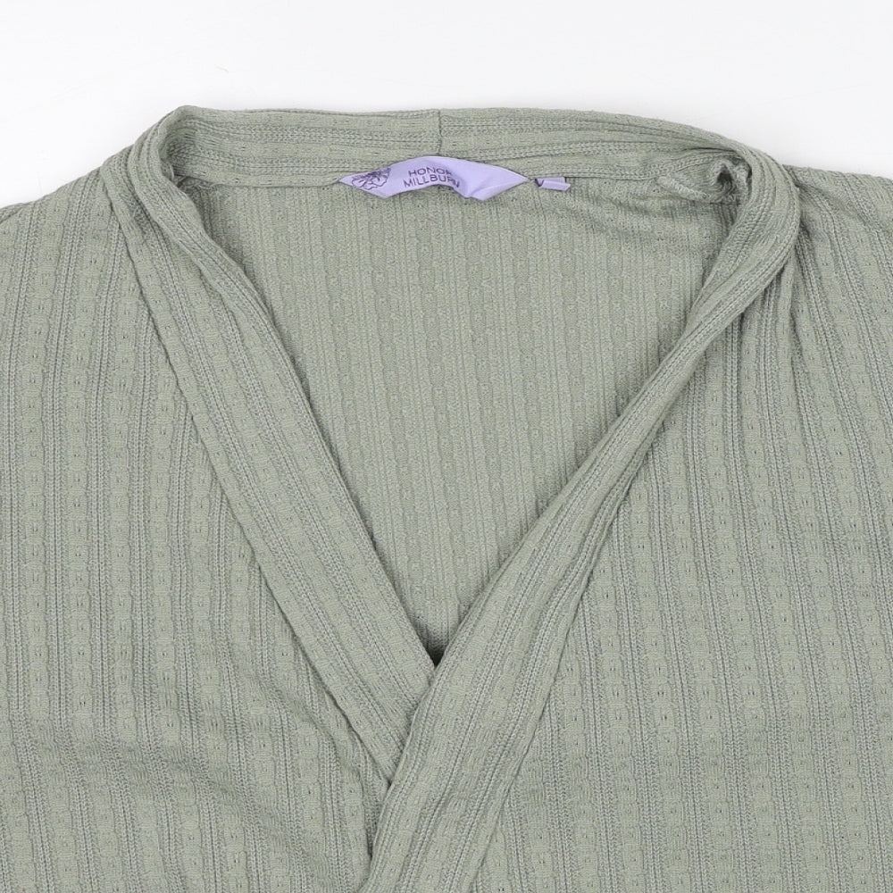 EWM Womens Green V-Neck Polyester Cardigan Jumper Size 16