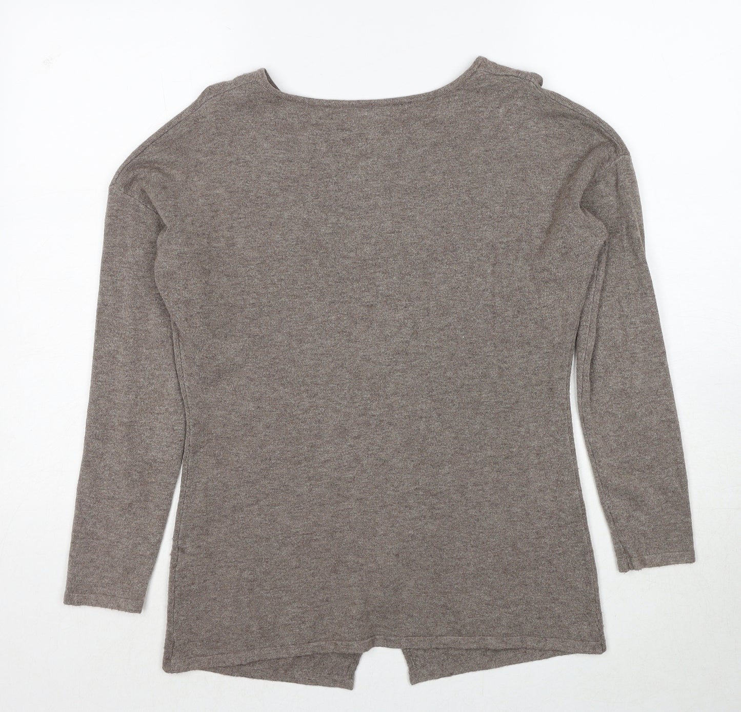 Good Luck Womens Beige Round Neck Viscose Pullover Jumper Size S