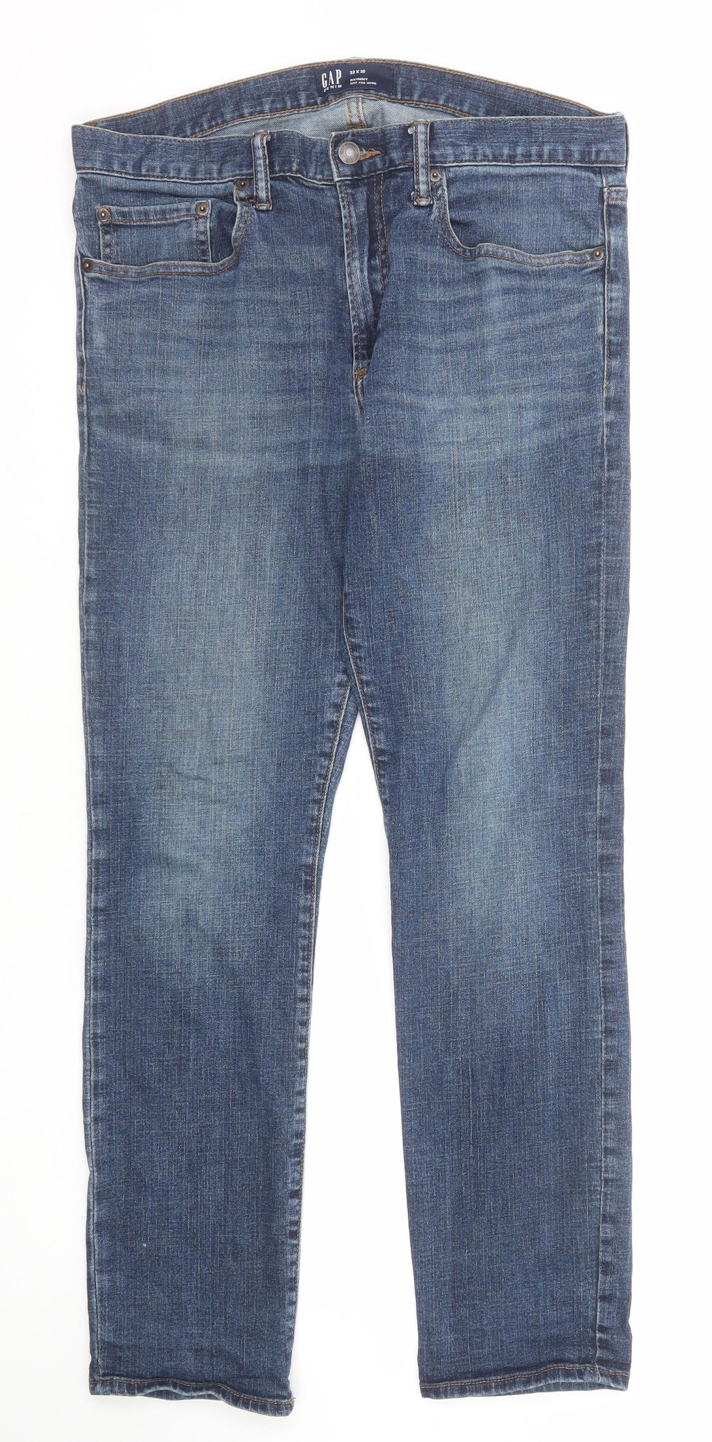 Gap Mens Blue Cotton Straight Jeans Size 32 in L30 in Regular Zip