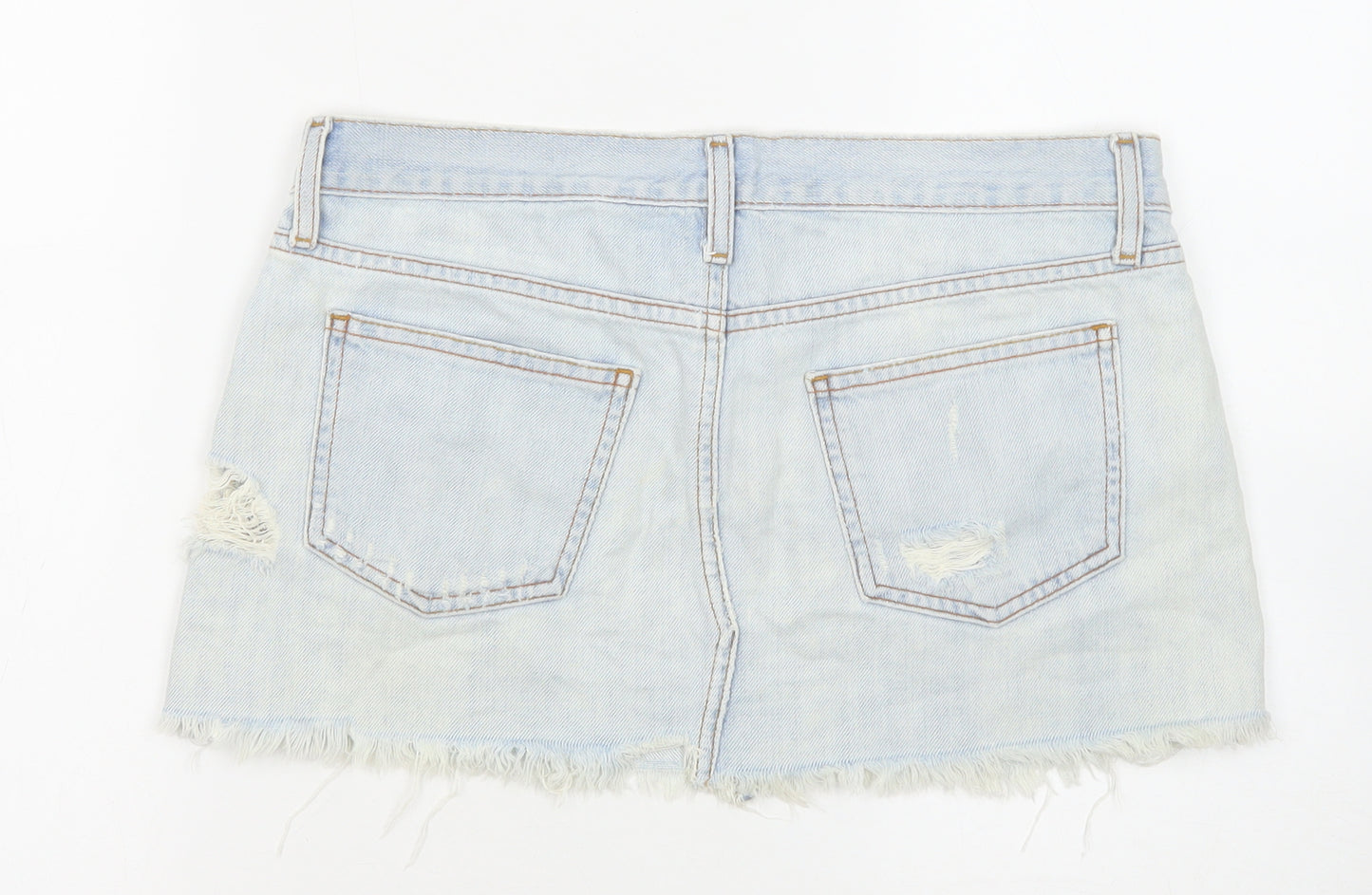 Topshop Womens Blue Cotton Mini Skirt Size 10 Zip