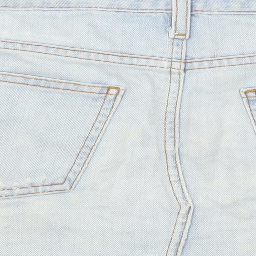 Topshop Womens Blue Cotton Mini Skirt Size 10 Zip