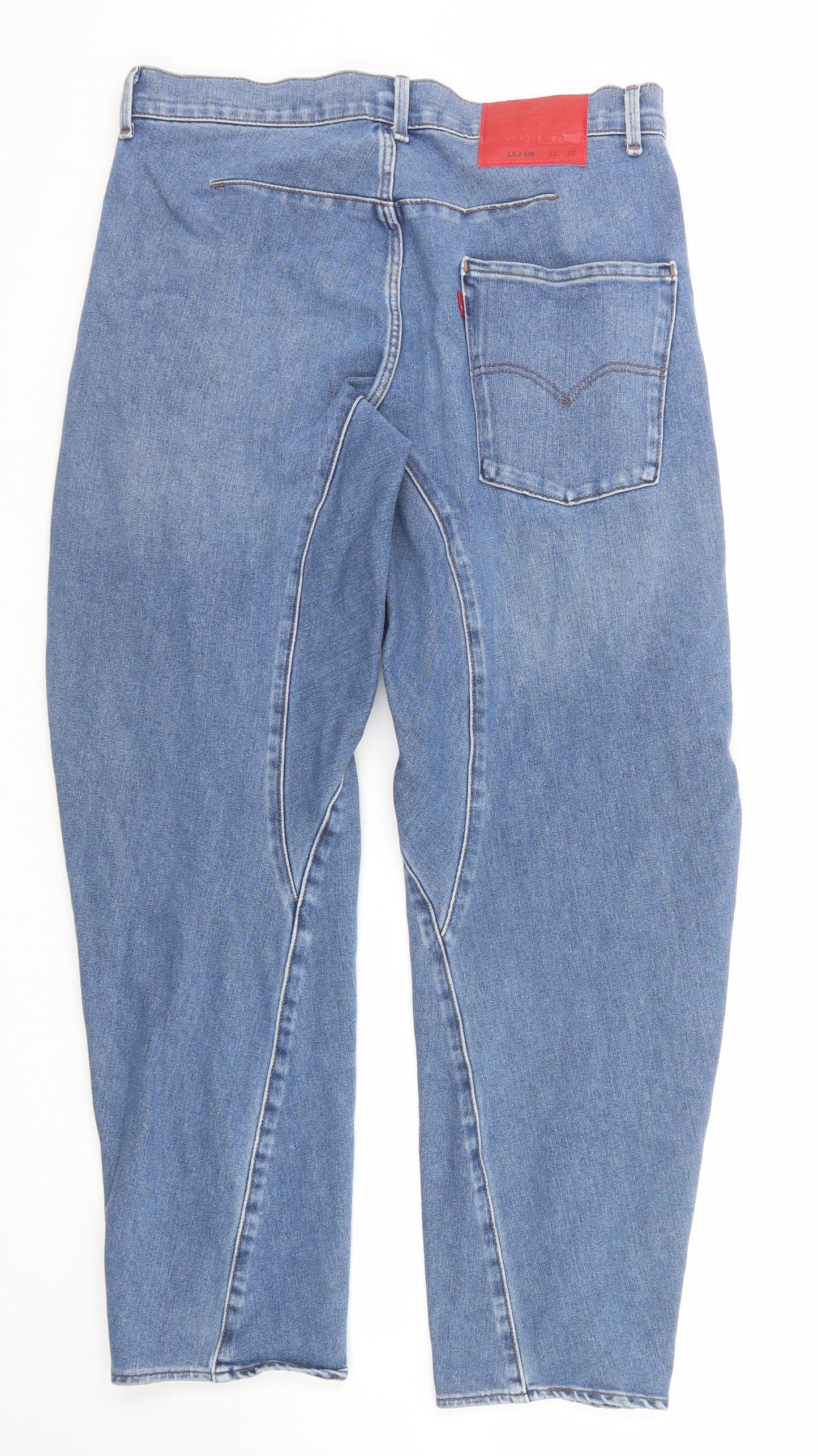 Levi's Mens Blue Cotton Straight Jeans Size 32 in L32 in Regular Zip