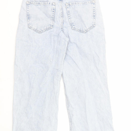 Stradivarius Womens Blue Cotton Straight Jeans Size 6 Regular Zip