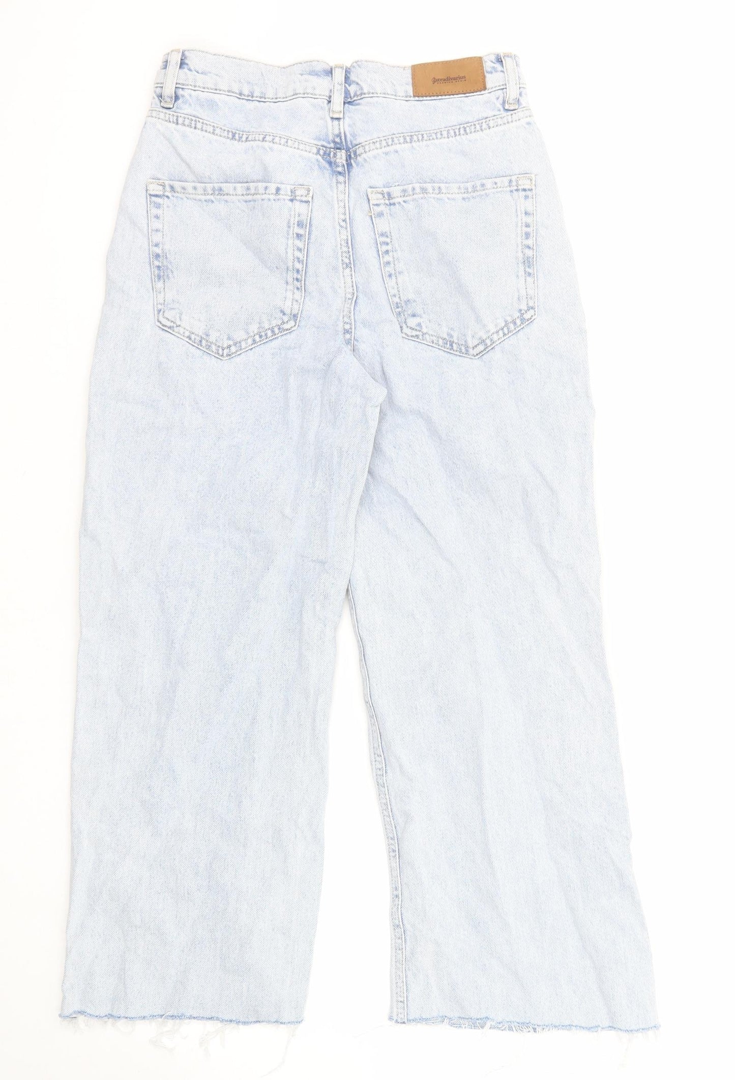 Stradivarius Womens Blue Cotton Straight Jeans Size 6 Regular Zip