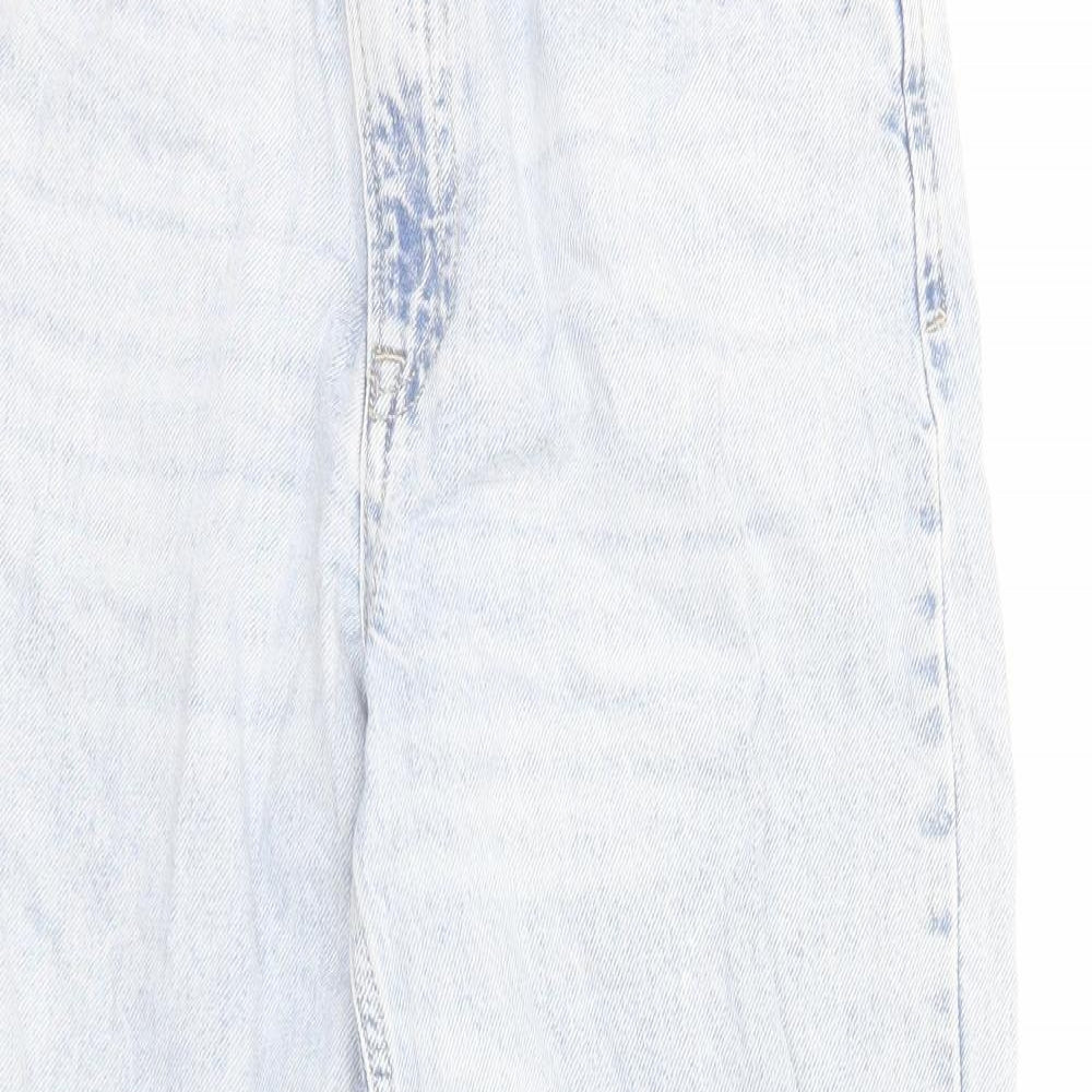 Stradivarius Womens Blue Cotton Straight Jeans Size 6 Regular Zip