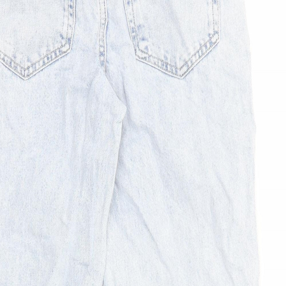 Stradivarius Womens Blue Cotton Straight Jeans Size 6 Regular Zip