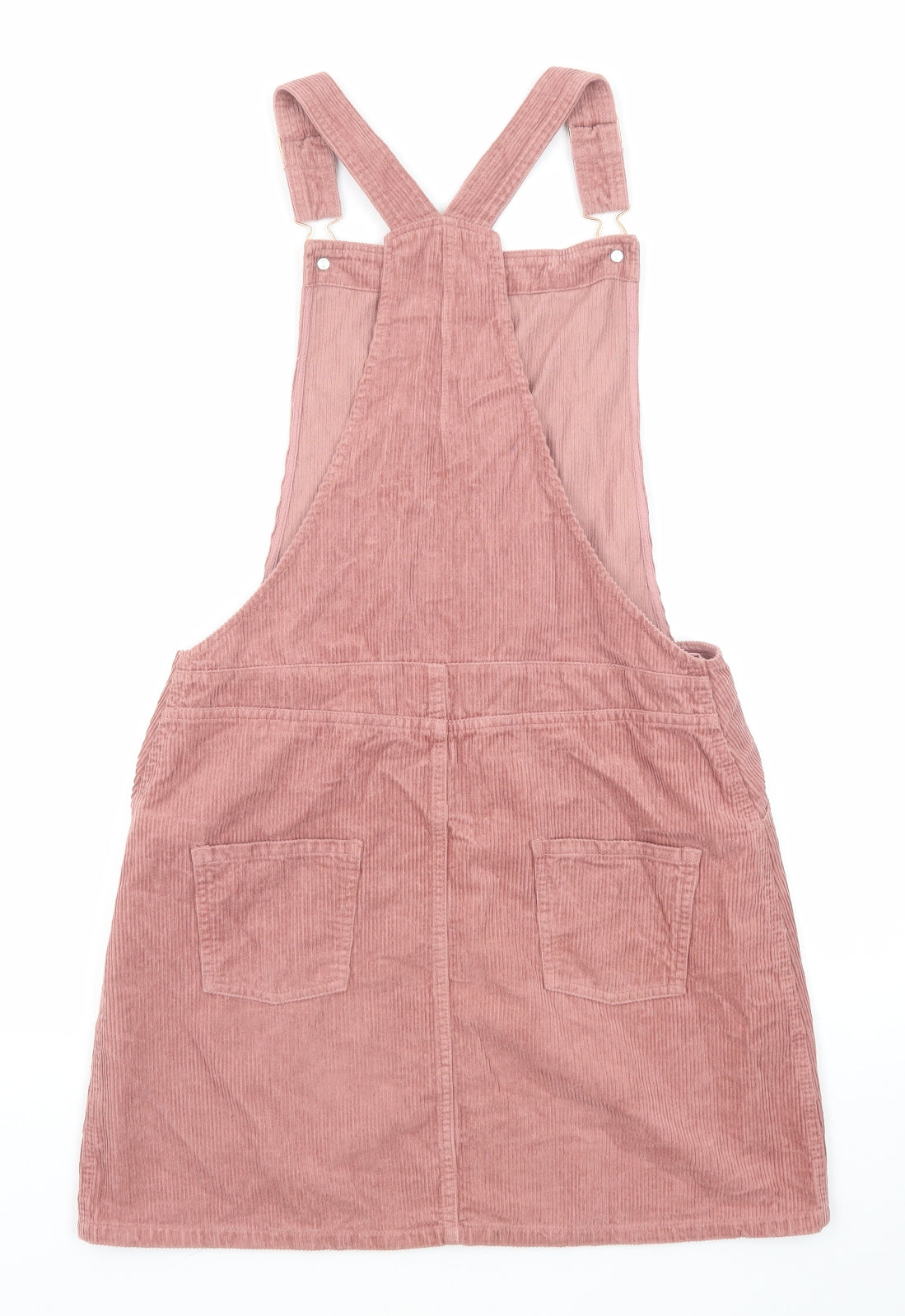 Marks and Spencer Girls Pink Cotton Pinafore/Dungaree Dress Size 13-14 Years Square Neck Button
