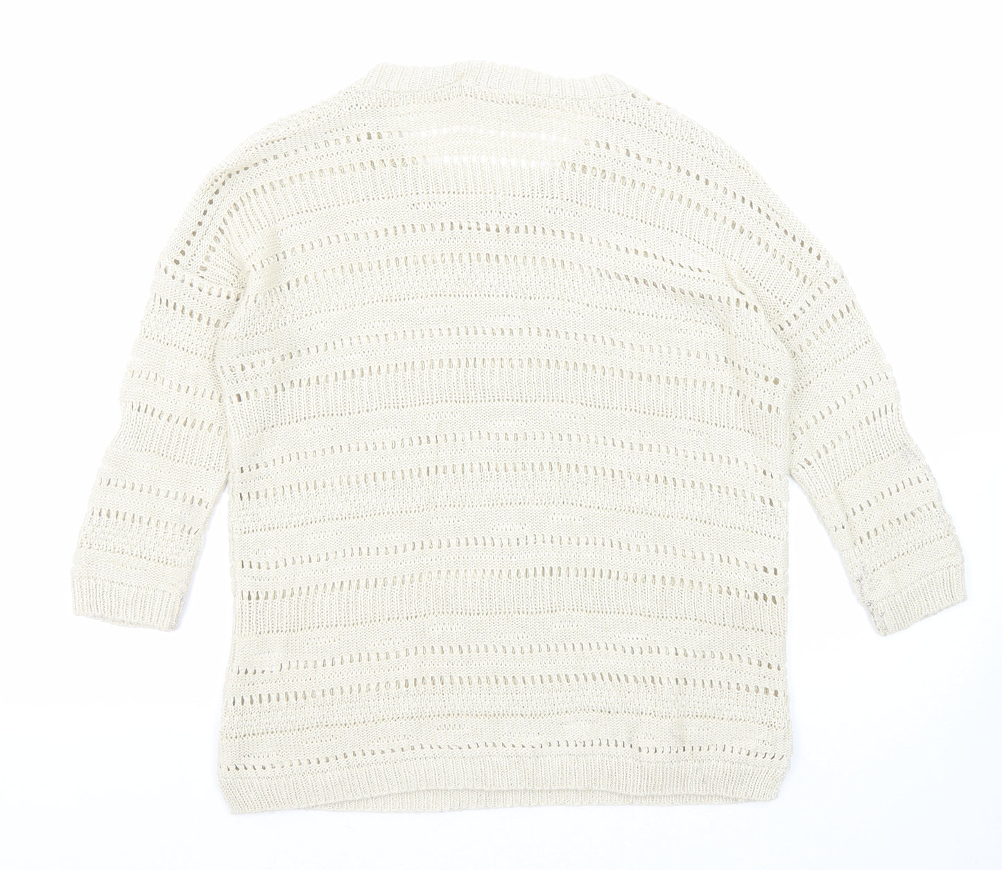 Knitty Noran Womens Beige Round Neck Acrylic Pullover Jumper Size M