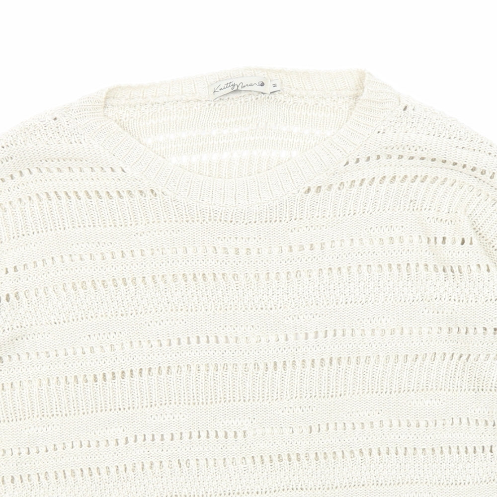 Knitty Noran Womens Beige Round Neck Acrylic Pullover Jumper Size M
