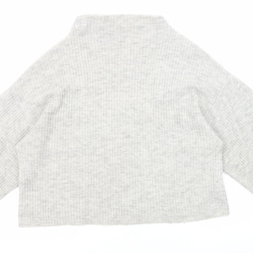 New Look Womens Grey Mock Neck Acrylic Pullover Jumper Size M