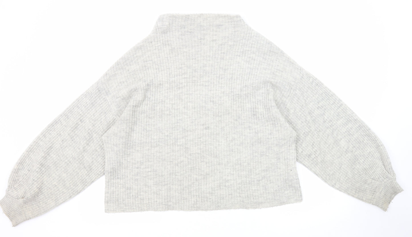 New Look Womens Grey Mock Neck Acrylic Pullover Jumper Size M