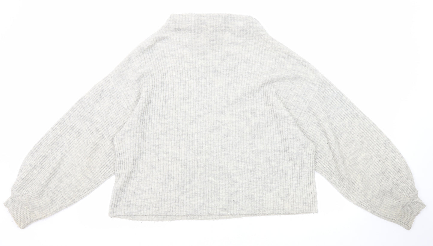New Look Womens Grey Mock Neck Acrylic Pullover Jumper Size M