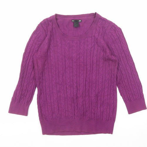 H&M Womens Purple Scoop Neck Polyamide Pullover Jumper Size S