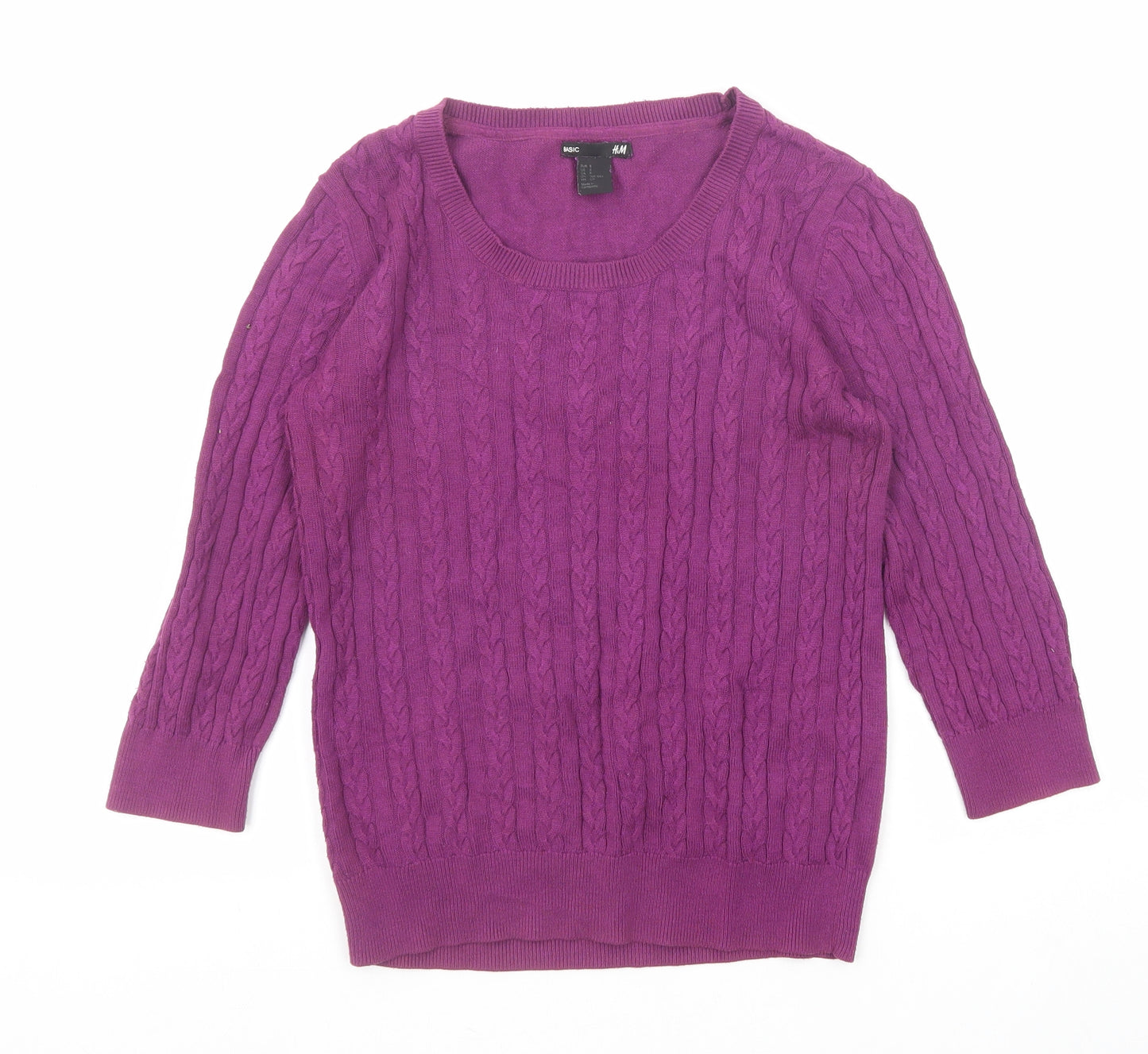 H&M Womens Purple Scoop Neck Polyamide Pullover Jumper Size S