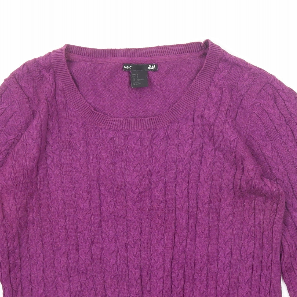H&M Womens Purple Scoop Neck Polyamide Pullover Jumper Size S