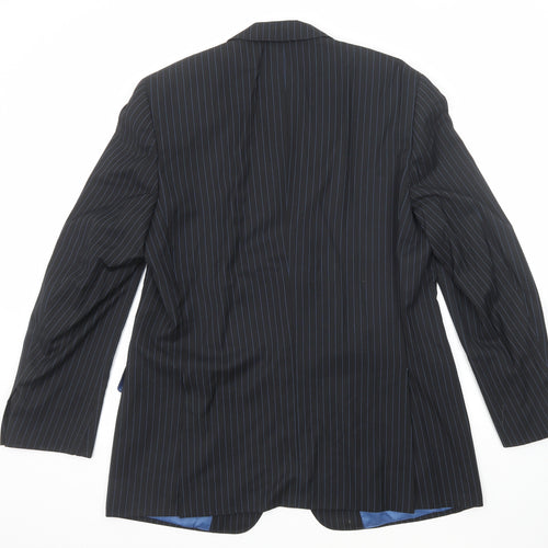 Red Herring Mens Black Striped Polyester Jacket Suit Jacket Size 40 Regular