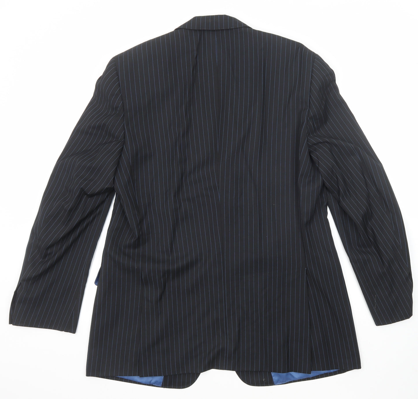 Red Herring Mens Black Striped Polyester Jacket Suit Jacket Size 40 Regular