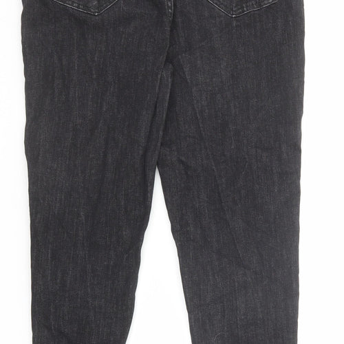 Marks and Spencer Womens Black Cotton Straight Jeans Size 14 Regular Zip