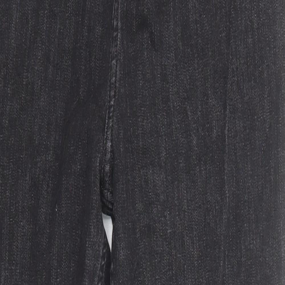 Marks and Spencer Womens Black Cotton Straight Jeans Size 14 Regular Zip