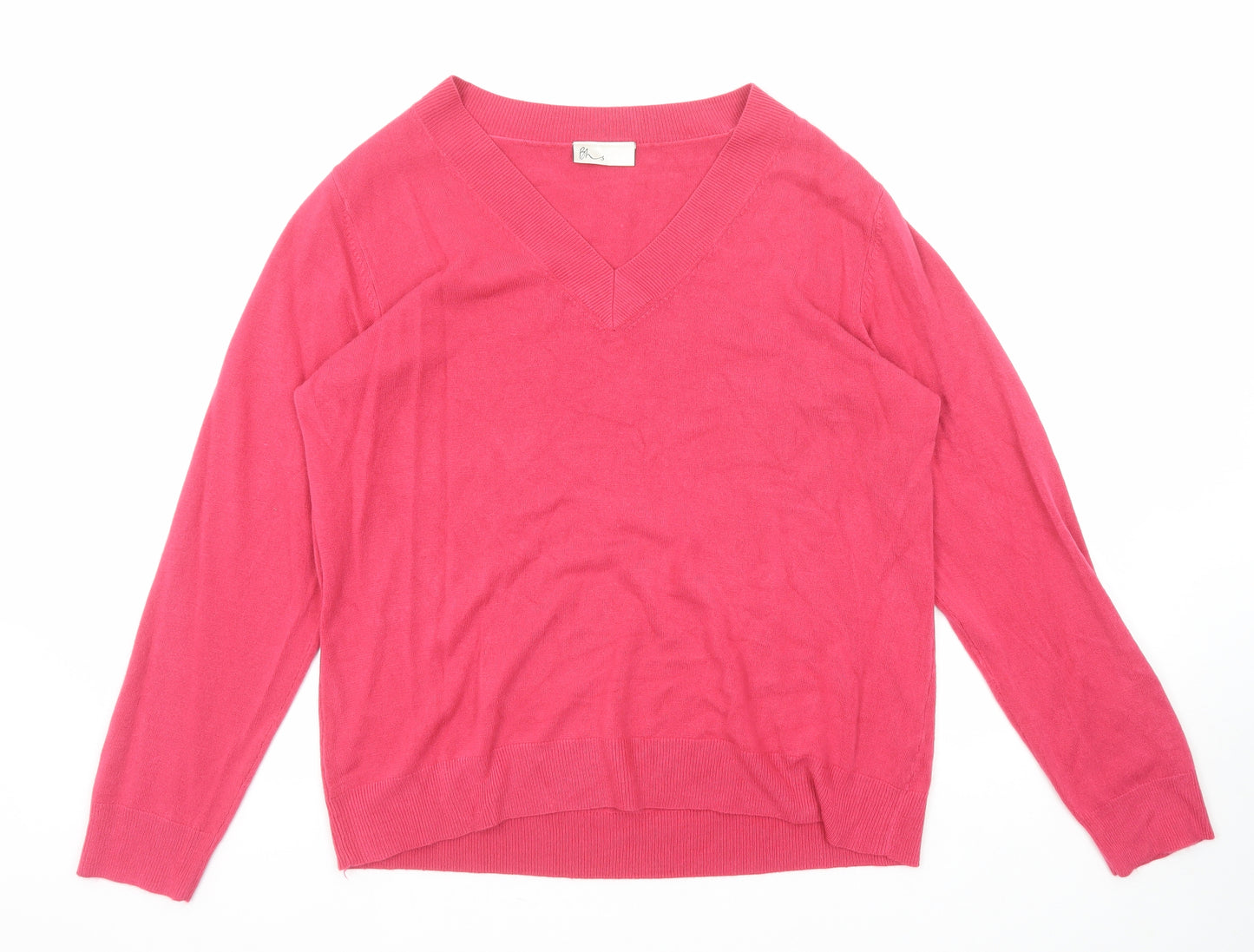 BHS Womens Pink V-Neck Acrylic Pullover Jumper Size 20