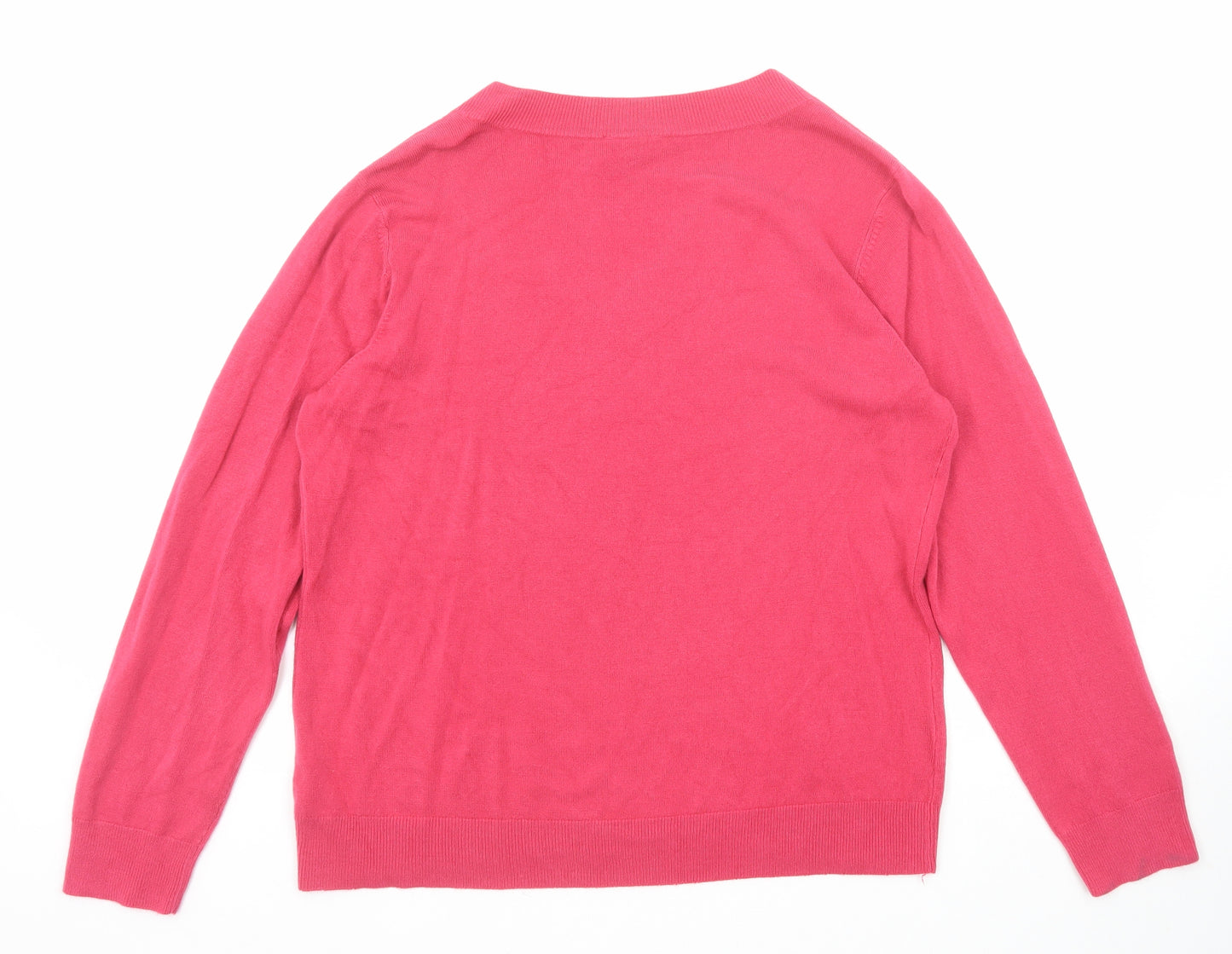 BHS Womens Pink V-Neck Acrylic Pullover Jumper Size 20
