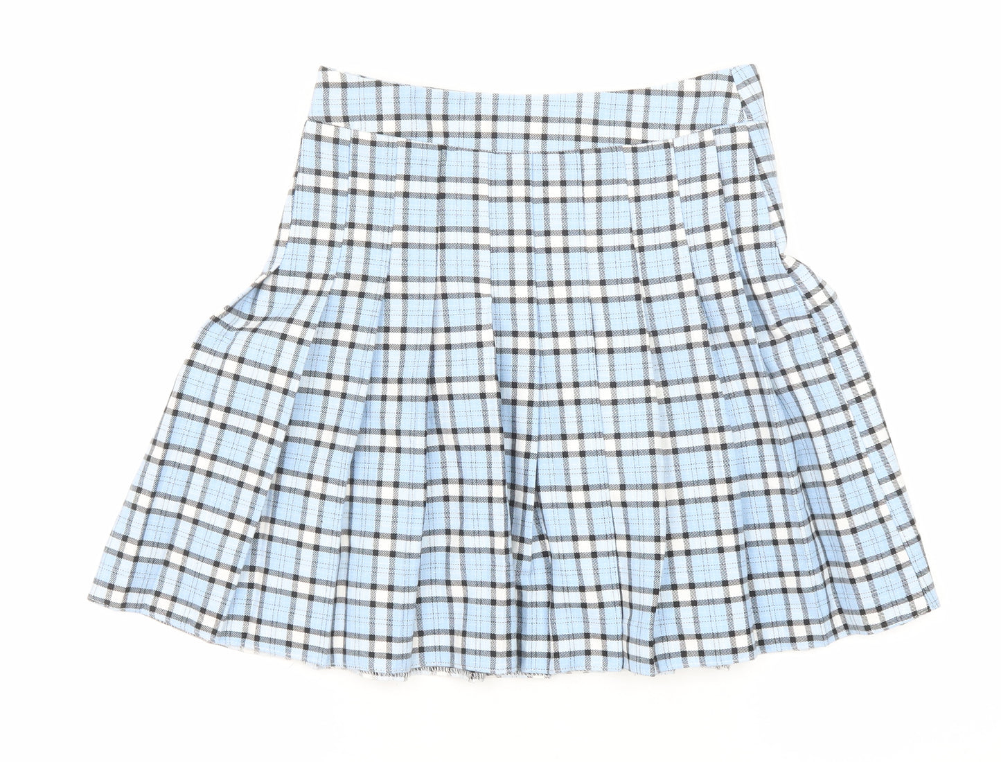 New Look Girls Blue Geometric Polyester Skater Skirt Size 12 Years Regular Zip